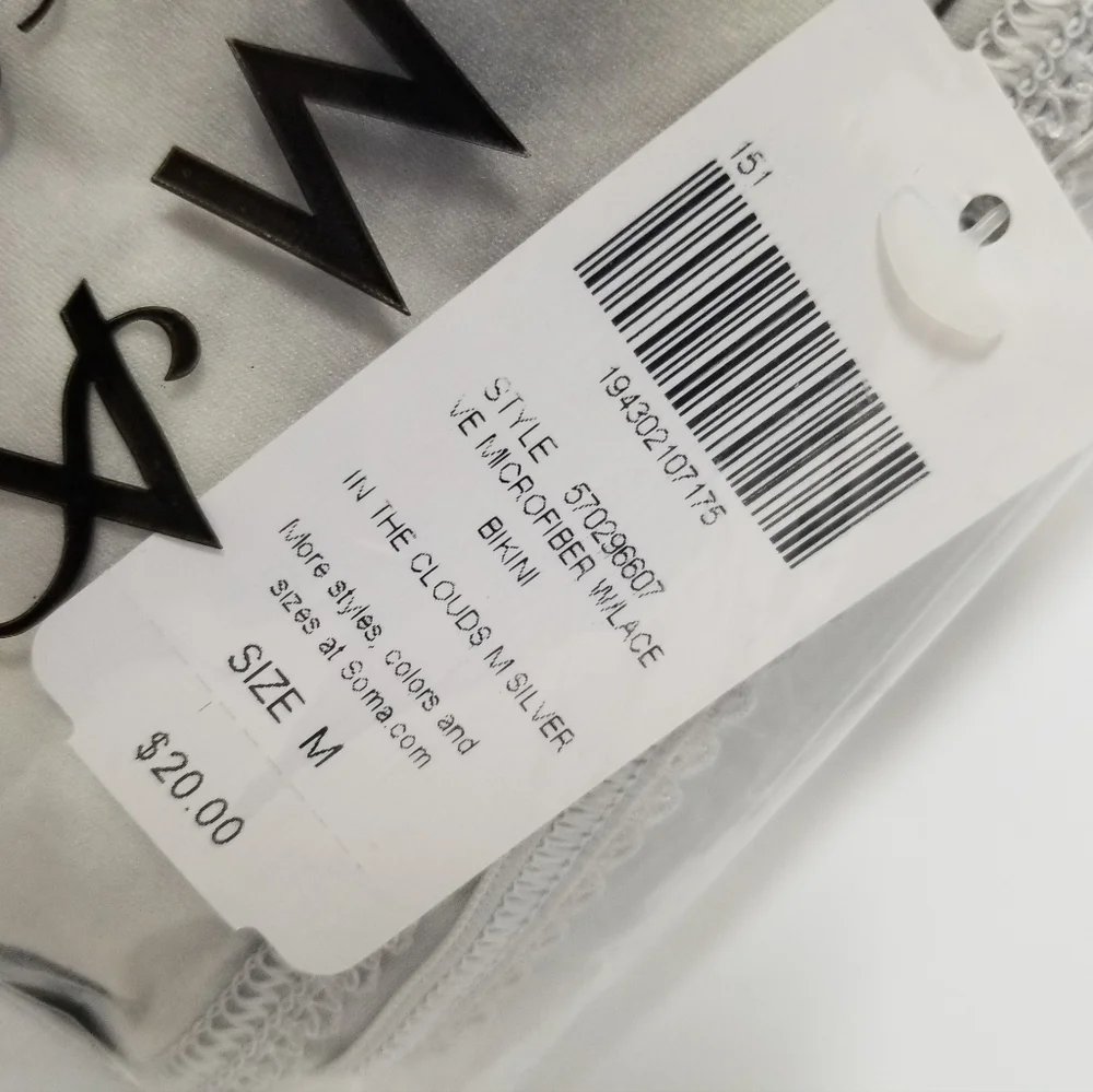 SOMA Vanishing Edge Microfiber Bikini Panty White In The Clouds Print Med NWT